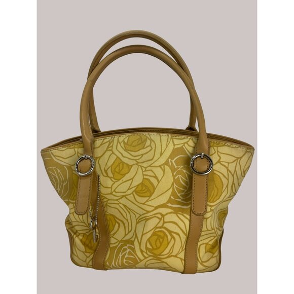 Fossil Vintage Yellow Textile Rose Purse with Fossil Key - Picture 1 of 8